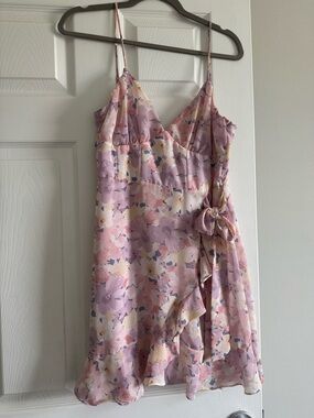 Altar'd State Pink Floral Mini Wrap Dress